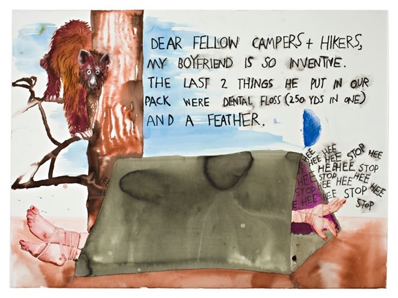 
                            <h4><em>Packing Light</em></h4>
                            2009 
                            <br /><br />
                            Watercolor and ink on paper
                            </br>
                            40 x 26 inches 
                            <br /><br />