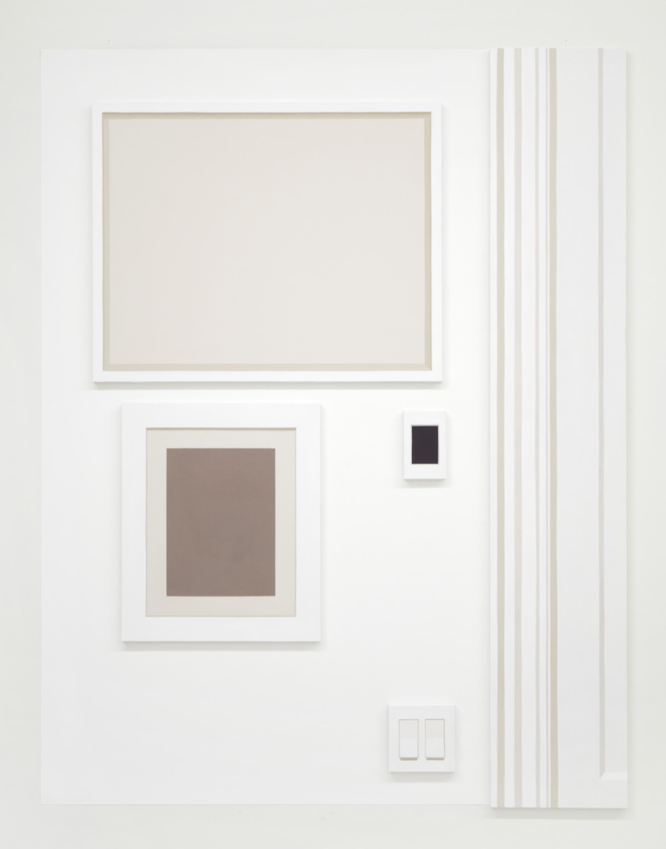 
                            <h4><em>Self Portrait No. 2</em></h4>
                            2019 
                            <br /><br />
                            Five 2D Paintings: oil on linen over wood panel<br>various dimensions<br><br>
                                 Wall: Benjamin Moore House Paint #N215-02 Super White
                            </br>
                            54 3/4 x 42 3/4 inches 
                            <br /><br />