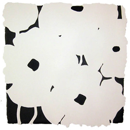 
                            <h4><em>Six Whites</em></h4>
                            August 24, 2005
                            <br /><br />
                            Enamel, flock, tar, and spackle on tile over masonite
                            </br>
                            48 x 48 inches 
                            <br /><br />